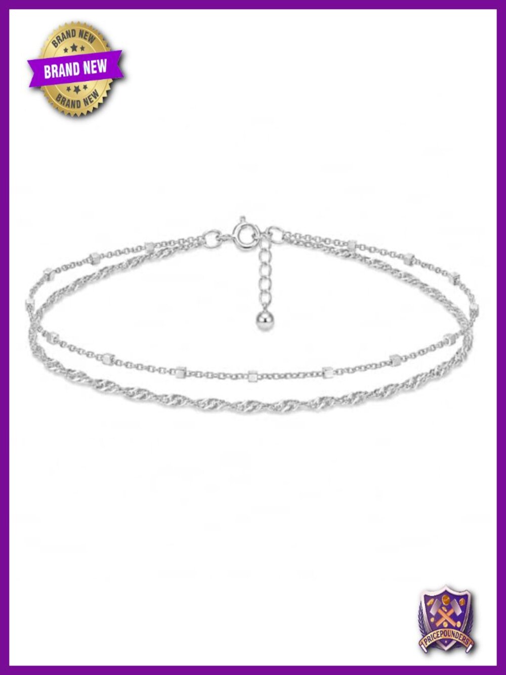 Dainty Sterling Silver Link Bracelet for Women, Waterproof Chain Bracelet